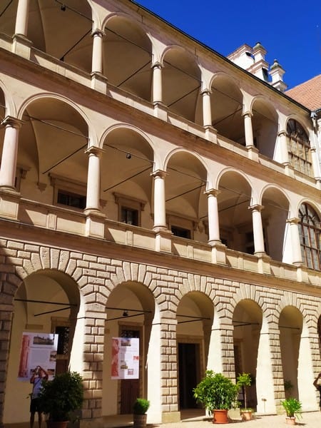 Inside the castle's courtyard