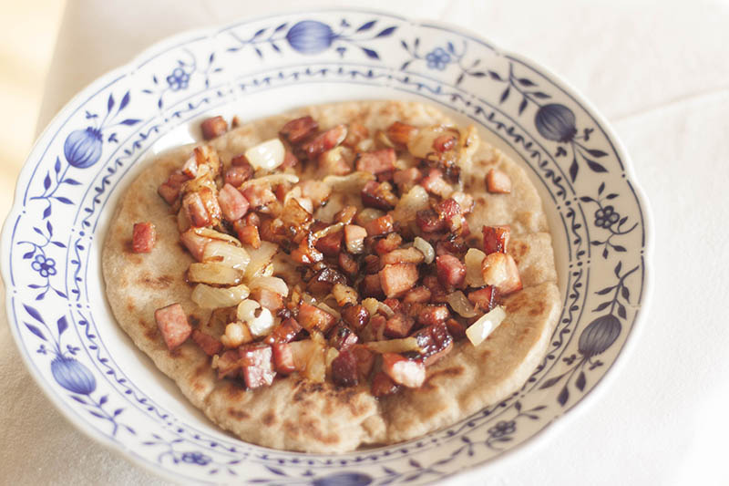 Rye Flatbread with Meat and Onion